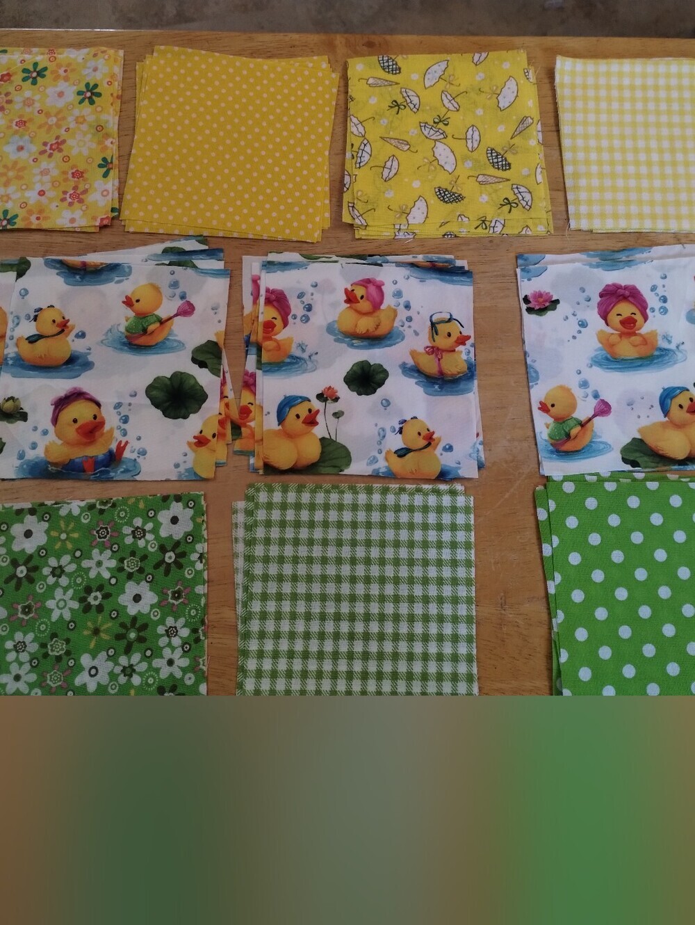 50 Piece Green Floral & Duck Fabric Squares Bundle 4x4 Quilt Sewing Craft Scrap